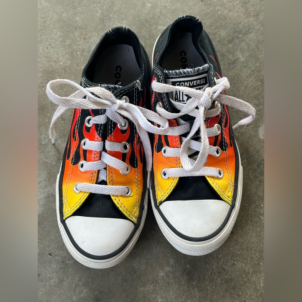 Converse Chuck Taylor All Star Flame Black White Kids Youth Size 13